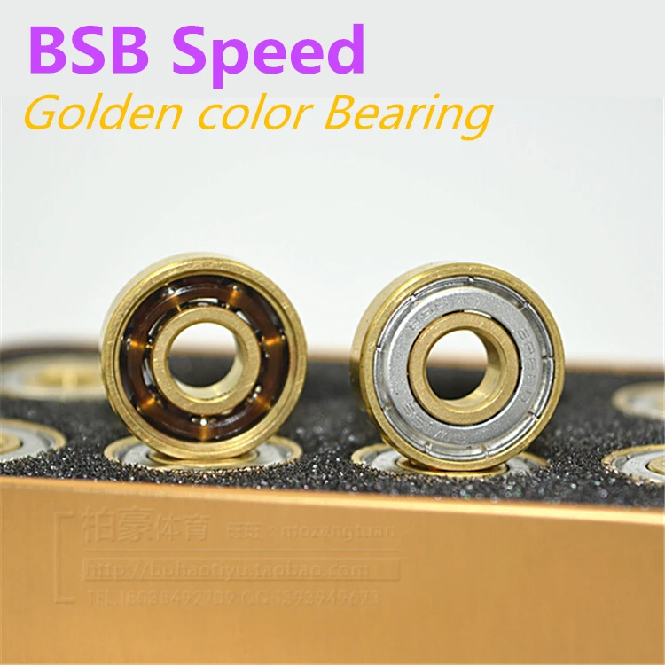 

16PCS BSB Golden Color High Speed Bearings Precise Skating Bearing, Gold Roller Skates Bearings, Skate Chrome Steel 608 8*22*7mm