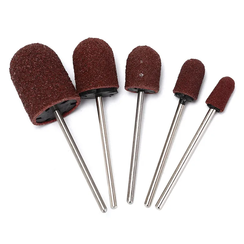 

5 Kind Size (1 Handle+1cap) Remove Calluses Nail Art Sanding Caps For Manicure Pedicure Electric Nail Drill Machine Nail Tools