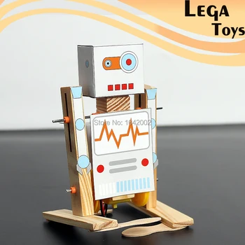 

DIY Electric technology invention Wooden Walking Robot Model Kits,Funny Science Experiment Creative Educational toys for Kids