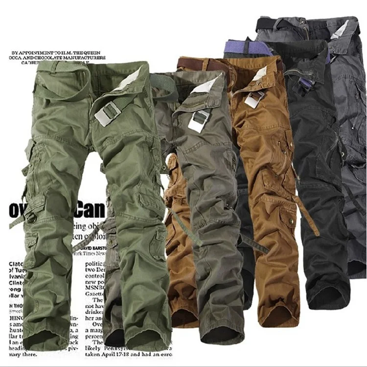 

High Quality New Men's Cargo Pants Casual Army Green Big Pockets Pants Military Overall Male Outdoors Long Trousers 28-42 Plus