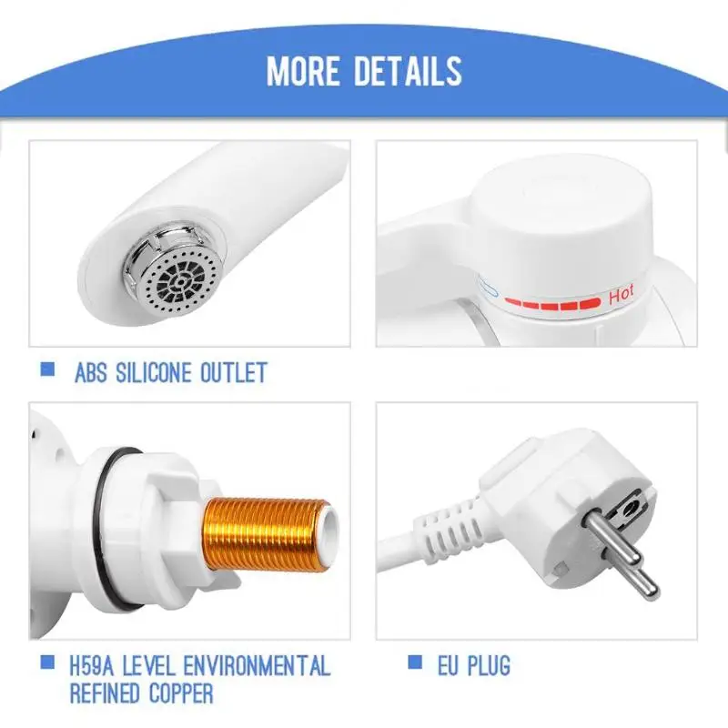 Кухня 3000 Вт 220 В Электрический мгновенный нагрев воды подогреватель Нажмите горячей и холодной воды 360 градусов кран ЕС Plug