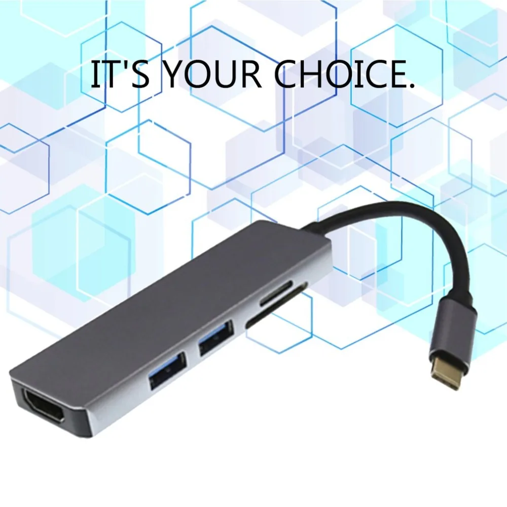 Thunderbolt 3 hub usbc док-станция usb type C к HDMI USB3.0 кабель TF sd-карта 5в1 адаптер разветвитель для Macbook Pro Dell XPS 13