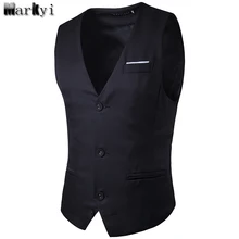 MarKyi 2017 new pocket dress vests for men EU size S- 2XL sleeveless mens suit vest fashion mens classic vest 