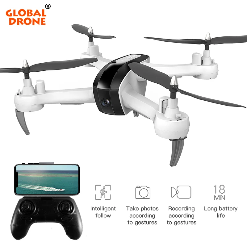 Global Drone Intelligent Follow Me Quadcopter with Camera HD 1080P Long Battery Life Dron Gesture Taking Photo Live Video Drones