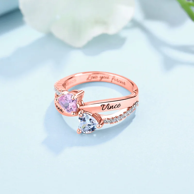 Personalized 925 sterling silver engraved name custom ring containing zircon to give girlfriend a unique jewelry gift Personalized 925 sterling silver engraved name custom ring containing zircon to give girlfriend a unique jewelry gift