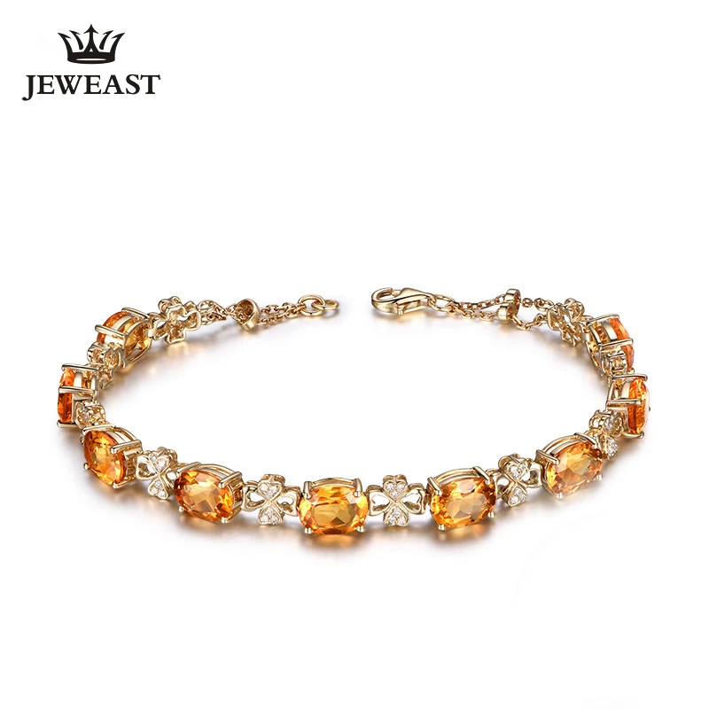 

Citrine 18k Pure Gold Female Bracelets Fine Jewelry Gift Girl Thin Trendy Solid 750 Real Bangle Party Good Nice