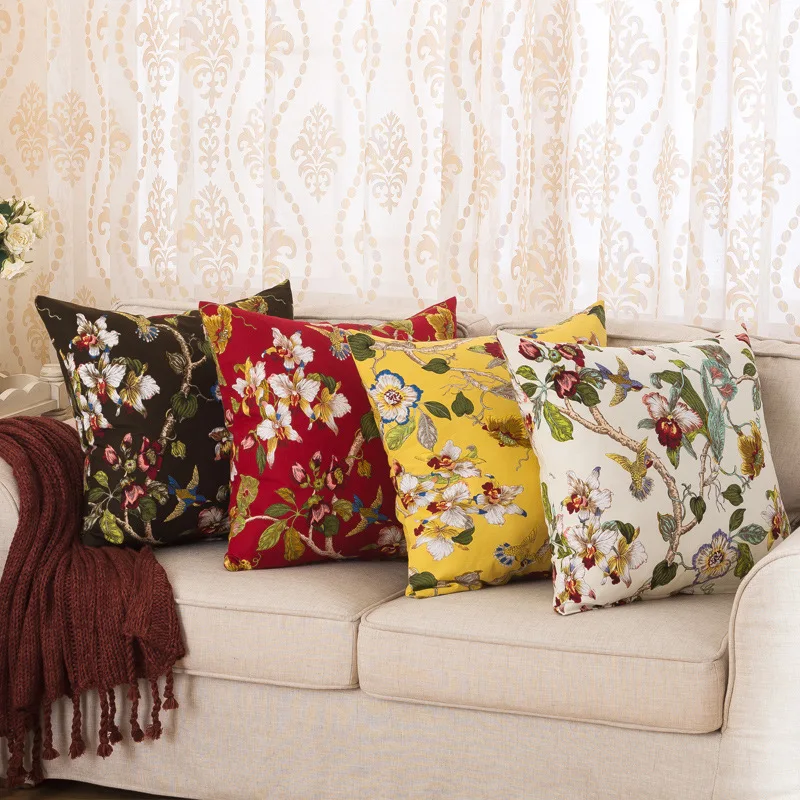 Quality Elegant Floral Pillow Case Linen Decorative Throw Sofa Seat Car