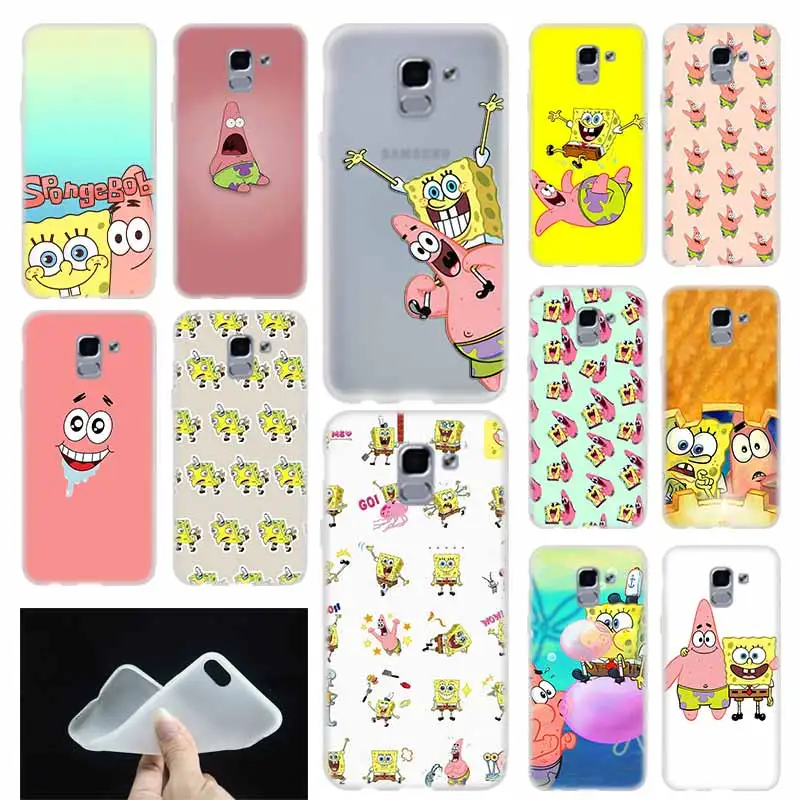 

case Soft Cover TPU Coque For Samsung Galaxy J6 J8 J3 J5 J7 J4 Plus 2018 2016 2017 EU Prime Pro Ace j610 Sponge Bob And Patrick