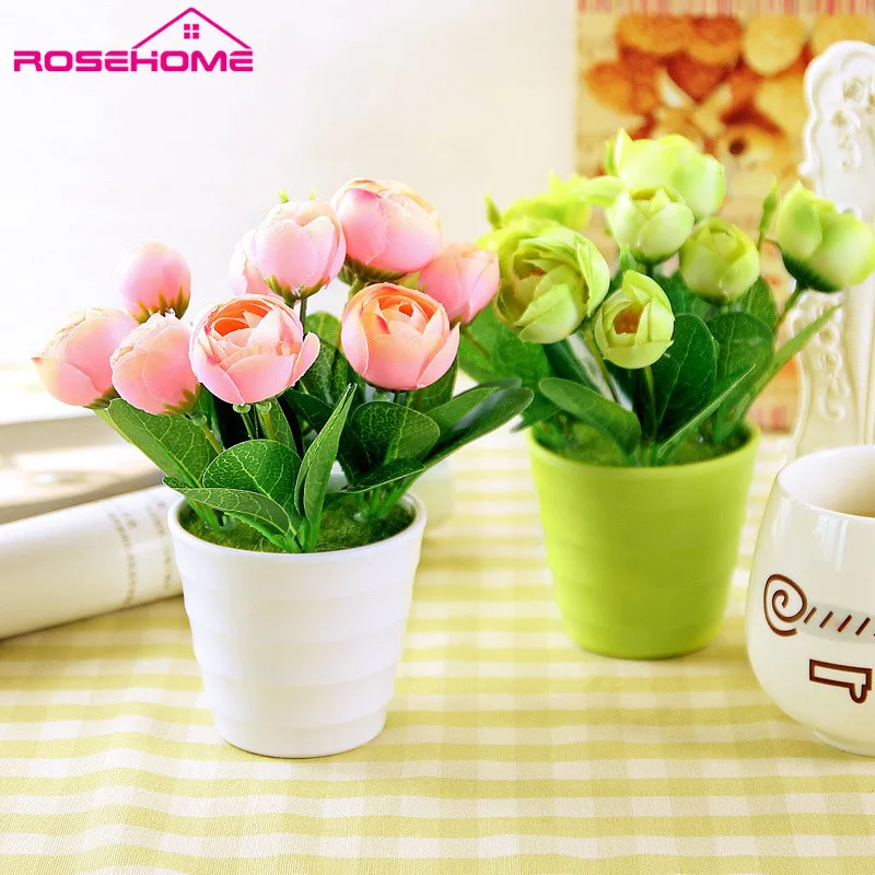 ROSEHOME H18cmx15cm Home Decor Simulation Mini Bonsai Potted Artificial