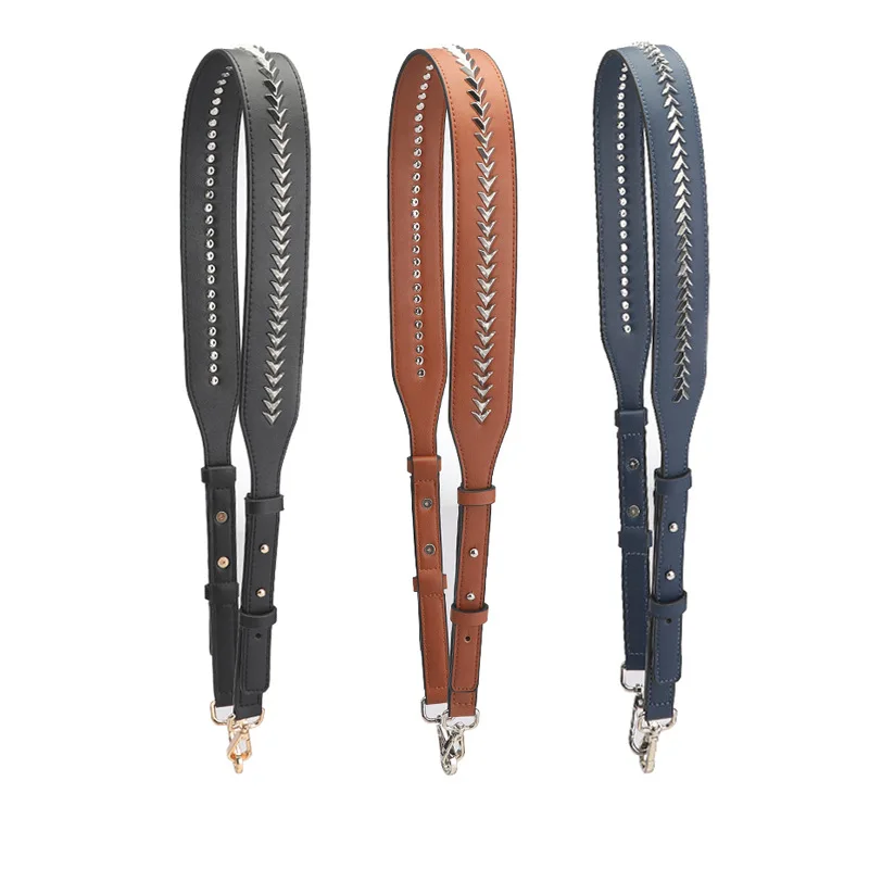 New Style V Shaped Rivets Leather Strap For Shoulder Bag Belts For