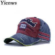 Yienws винтажные старые потертые джинсы бейсболки для женщин и мужчин с вышитыми буквами, модные шляпы с козырьком, летние шляпы с защитой от солнца YIC607