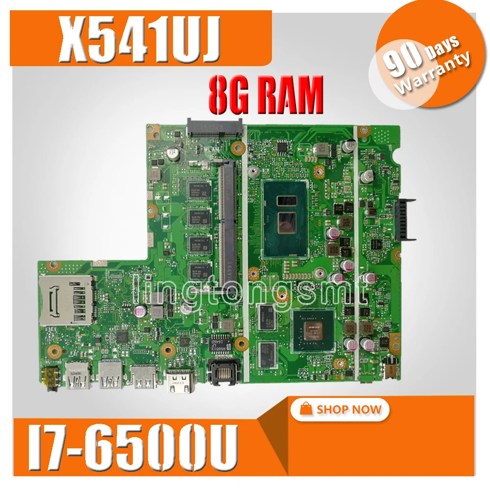 

Akemy X541UJ X541UVK Laptop motherboard for ASUS X541UJ X541UV X541U X541 Test original mainboard 8G RAM I7-6500U GT920M