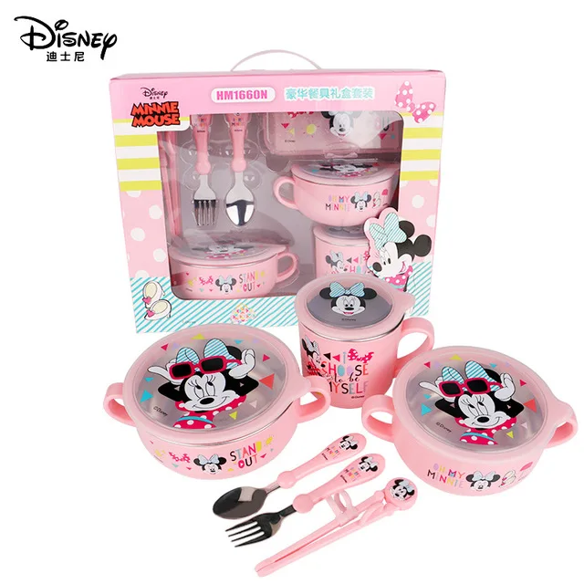 6-piece Disney Kids Dinnerware Sets Child Assisted Dishes Bowl Baby Feeding Mickey Minnie Milk Cup Chopsticks Spoon Fork Sets 6-piece Disney Kids Dinnerware Sets Child Assisted Dishes Bowl Baby Feeding Mickey Minnie Milk Cup Chopsticks Spoon Fork Sets