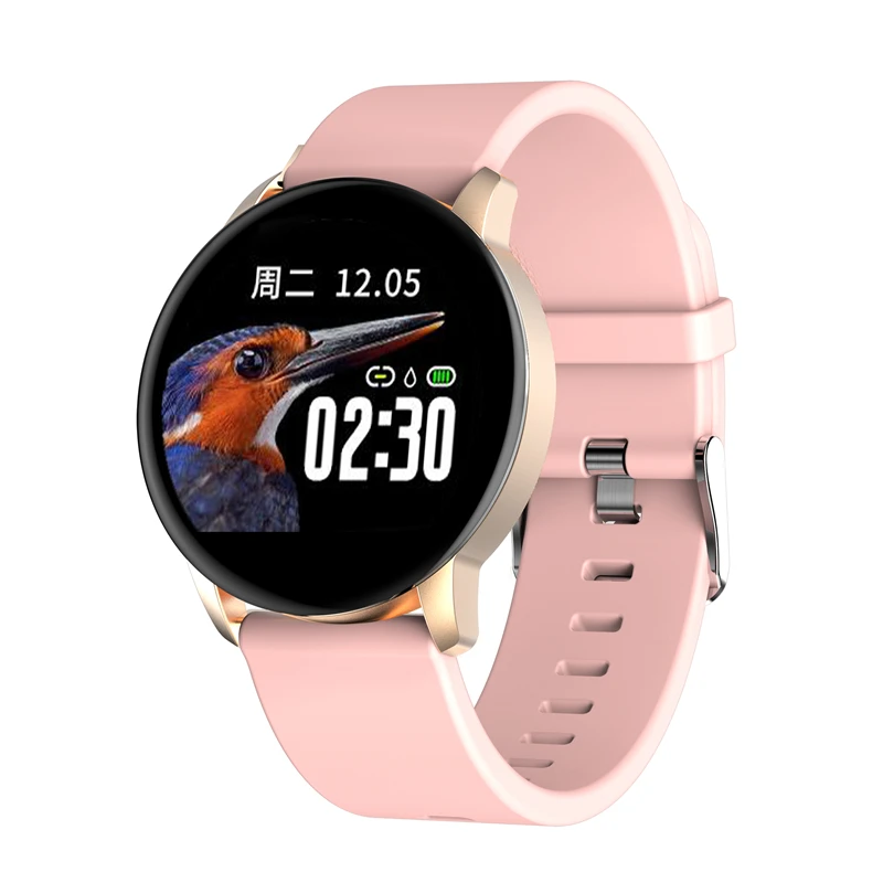 Newwear Q20 Смарт-часы кровяного давления женский физиологический монитор сердечного ритма 1,22 дюйма цветной экран Smartwatch Браслет фитнес - Цвет: gold frame silicone