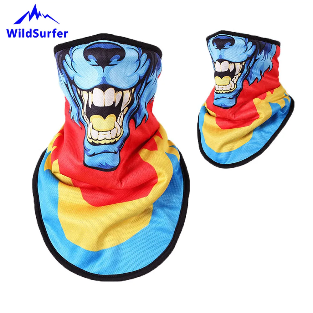 WildSurfer الصوف التزلج المرايل الحيوان الوجه على الجليد كامل الوجه قناع الرجال أدفأ الثلاثي 3D طباعة وشاح النساء قناع للتزلج FJ43