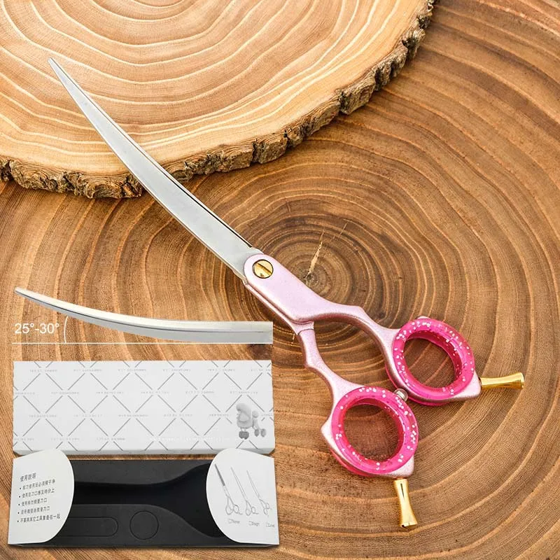 Pink 7IN Curved Ножницы для стрижки собак изогнутые ножницы 7 дюймов изогнутые ножницы для стрижки собак JP 440C Kingbird - Цвет: Pink 7IN Curved