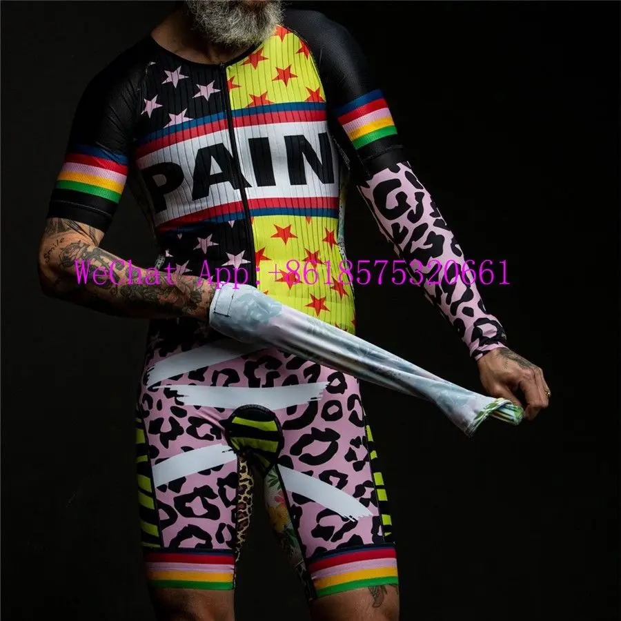 

bicycles Love the pain Short Sleeve Quick Dry Cycling Skinsuit Clothes For Swimming Running Riding jersey skin suit triathlon