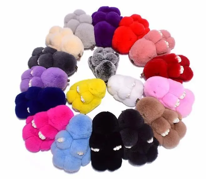 

Rabbit Fur Keychain Bunny Rabbit Fur Fashion Pom Pom Keychain Bunny Toy Fake Rabbit Keychain 14 cm Tote Car Charm Pendant