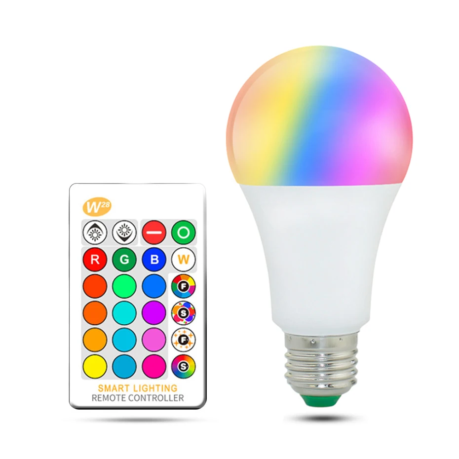 

AC85-265V Dimmable RGBW RGBWW Led Bulb E27 Led Lamp 5W 10W 15W Bombilla Led Ampoule E27 With Remote Control for Home Lighting
