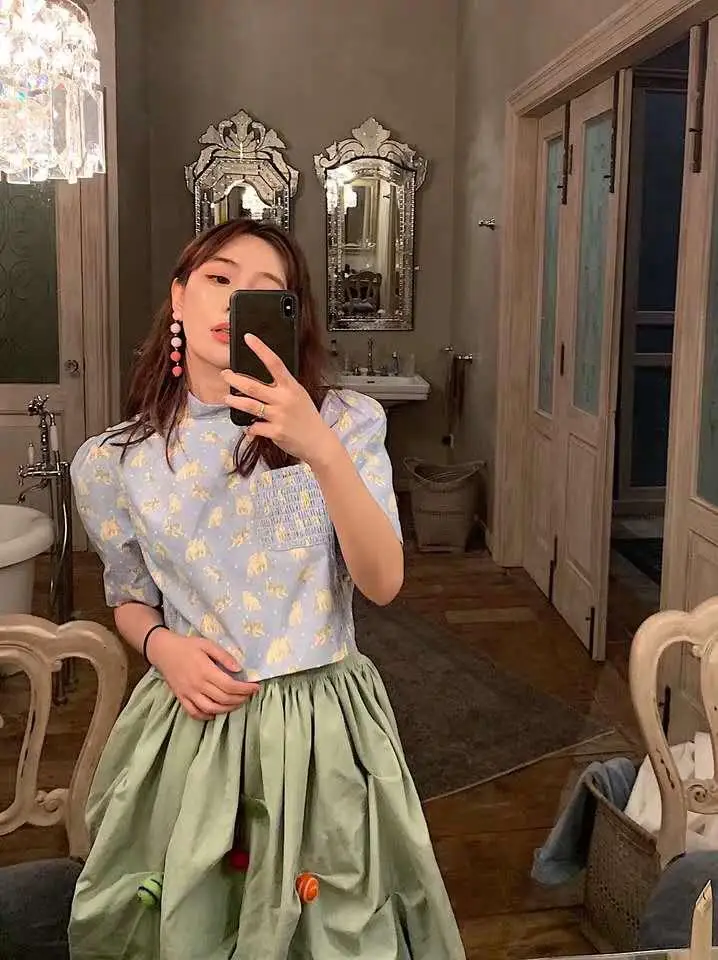 

high quality summer new women prints short sleeve shirt blouse tops ddxgz2 6.06