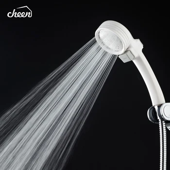 

Cheen Switch Design White ABS Plastic Showerhead 30% Watersaving Handhold Shower Head Pressure Boost Shower Sprayer