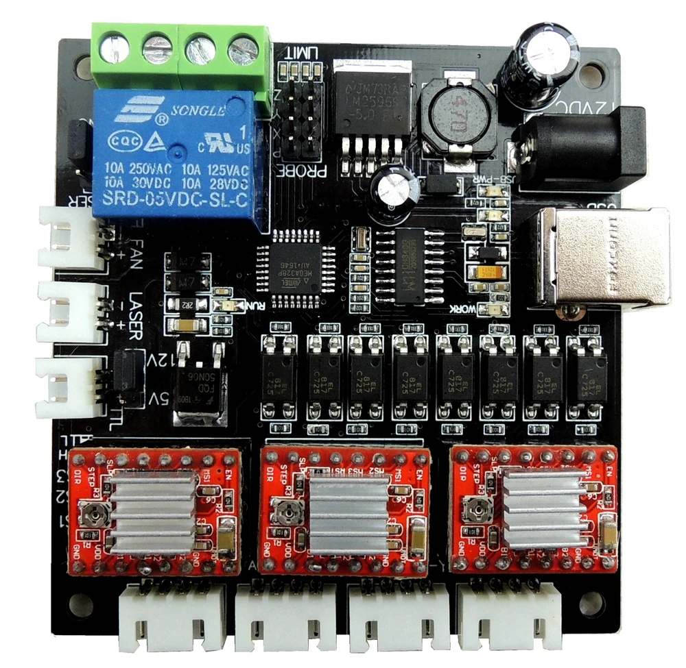 GRBL Лазерная плата контроллера Мини гравировальный станок с ЧПУ USB 3 оси шаговый двигатель драйвер плата контроллера