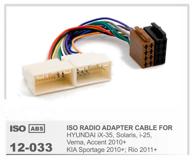 12 033 ISO Radio Plug for Hyundai iX 35 Solaris i 25 Verna Accent Kia
