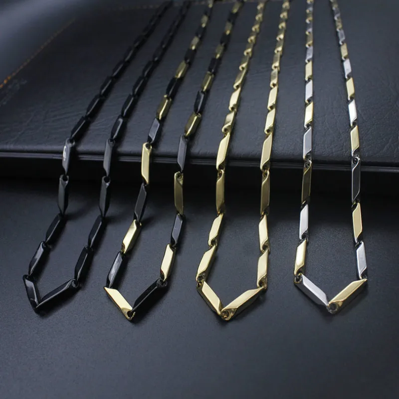 

Titanium Steel Chains Necklace for Women Black Gold Color Choker Women Necklace Charms Collier 3mm Width 50-55cm Length