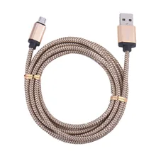 2.1A Micro USB Cable for Android Smart Phone Durable Metal Head Hemp Rope Data V8 25cm 100cm 200cm 300cm Charging Line 1Pcs