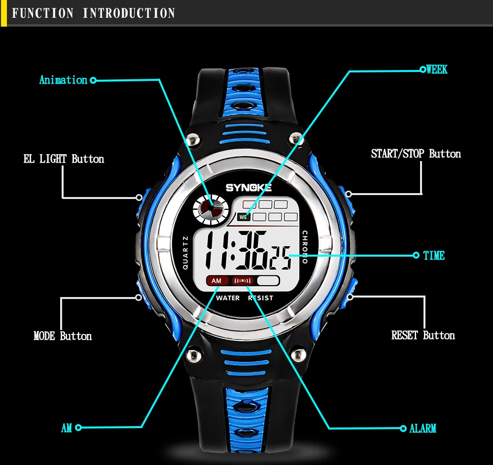 SYNOKE Дети Часы Милые обувь для мальчиков девочек спортивные кварцевые часы светодиодный цифровые часы обувь для девочек мальчико