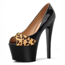 Женская обувь на очень высоком каблуке и с вырезами; Новая пикантная обувь с принтом в виде рыбки и леопарда; 17-18 см; wineglass