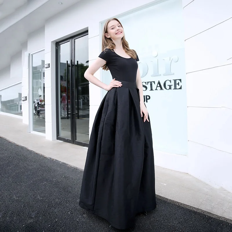  2020 Fashion Long Skirts Women Faldas High Waist Pleated Womans Floor Length Skirt Plus Size Elasti