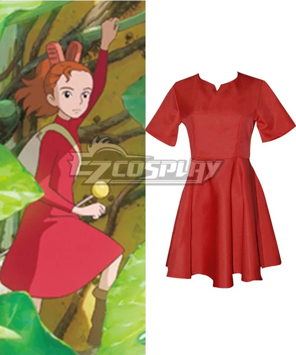Hayao Miyazaki The Borrower Arrietty Secret World of красное платье карнавальный костюм E001|miyazaki cosplay|dress