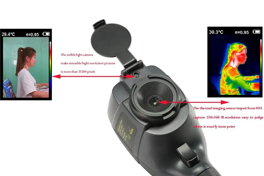  220 x 160 IR Resolution Infrared Thermal Imager Handheld 35200 Pixels Thermal Imaging Camera Infrar