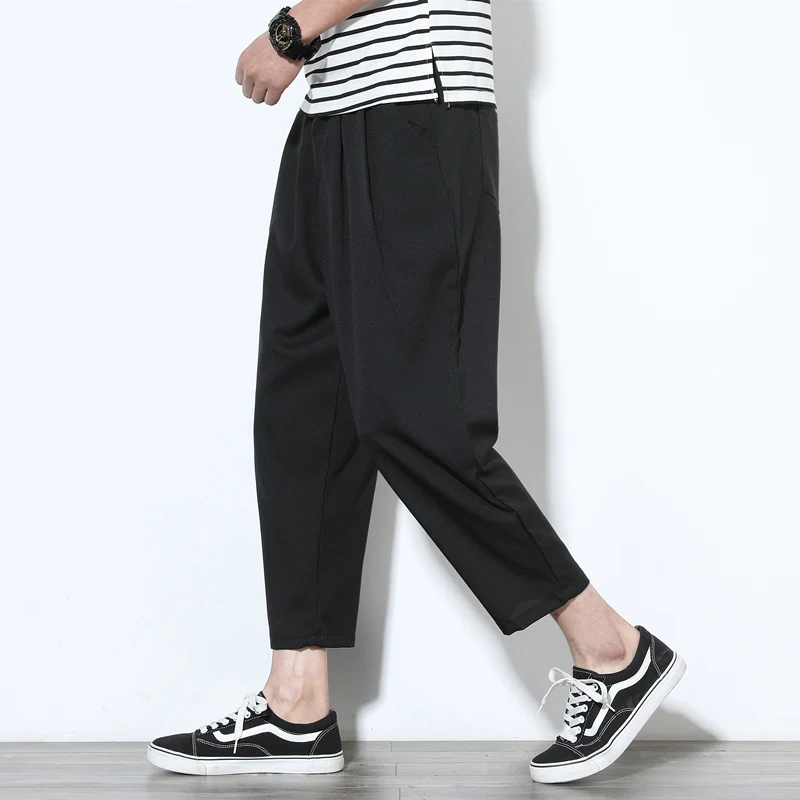 Men Pants Linen Drawstring Flax harem  Pants  Length solid Linen Cotton Home Men's Trousers Fashion Pants Linen Size M-5XL