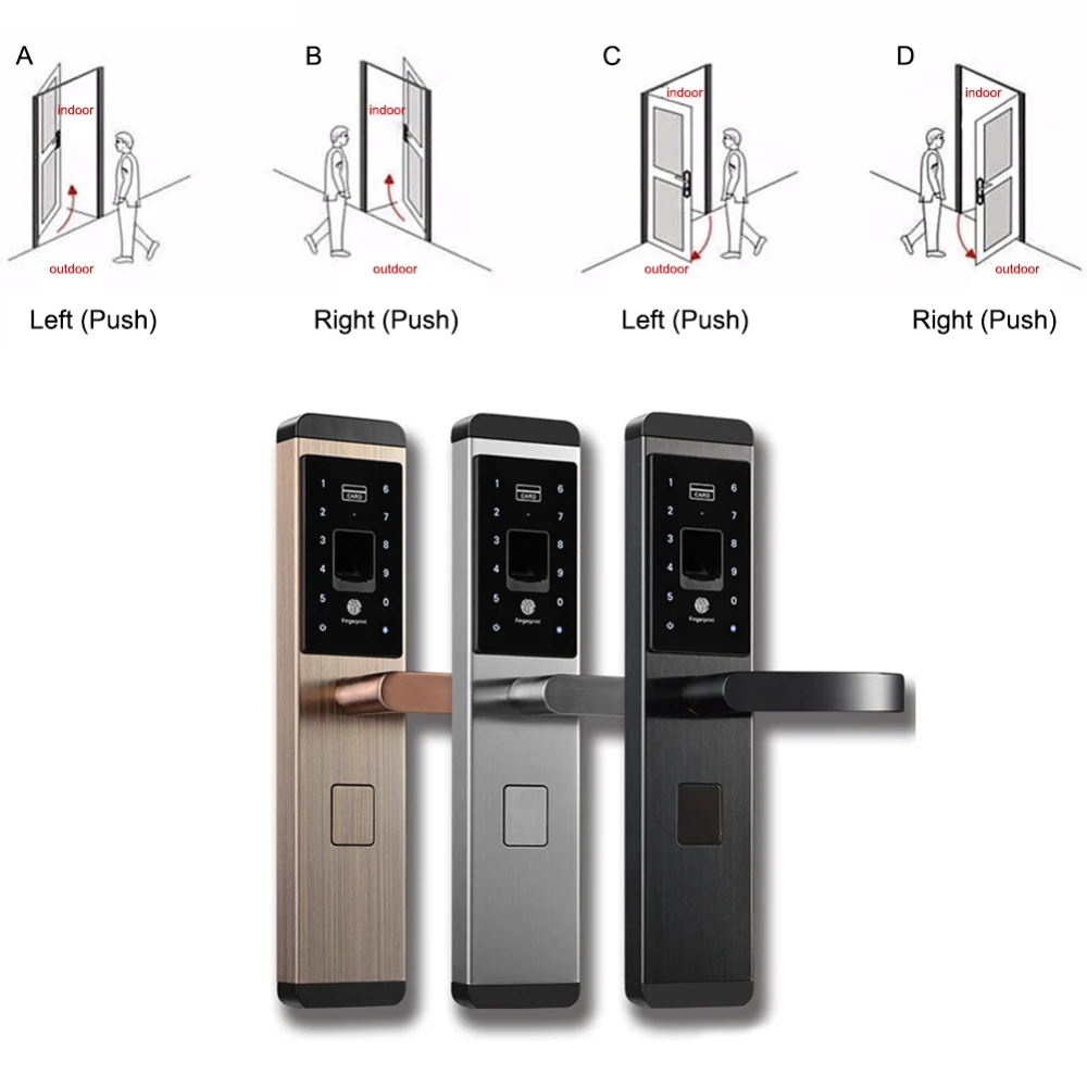 Новый 4 в 1 дверной замок отпечатков пальцев цифровой пароль отпечатка пальца Замок с карточкой-ключом электронный умный дверной замок для