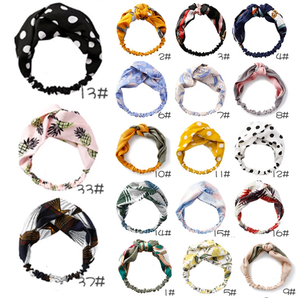

Korean Style Floral Printed Twist Cross Headband Elastic Hair Bands Turban Knotted Sweet Women Girls Hair Accessories Headwrap