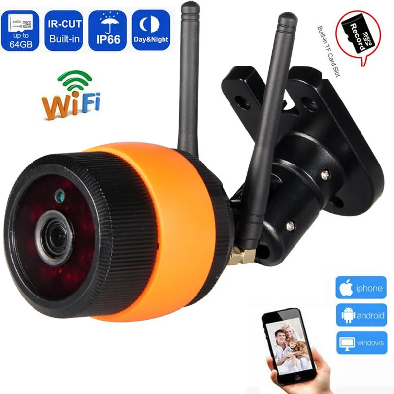 

720P 1080P Wireless Outdoor Bullet IP Camera Waterproof WiFi CCTV Surveillance Motion Detection TF Card Slot Audio Record Onvif