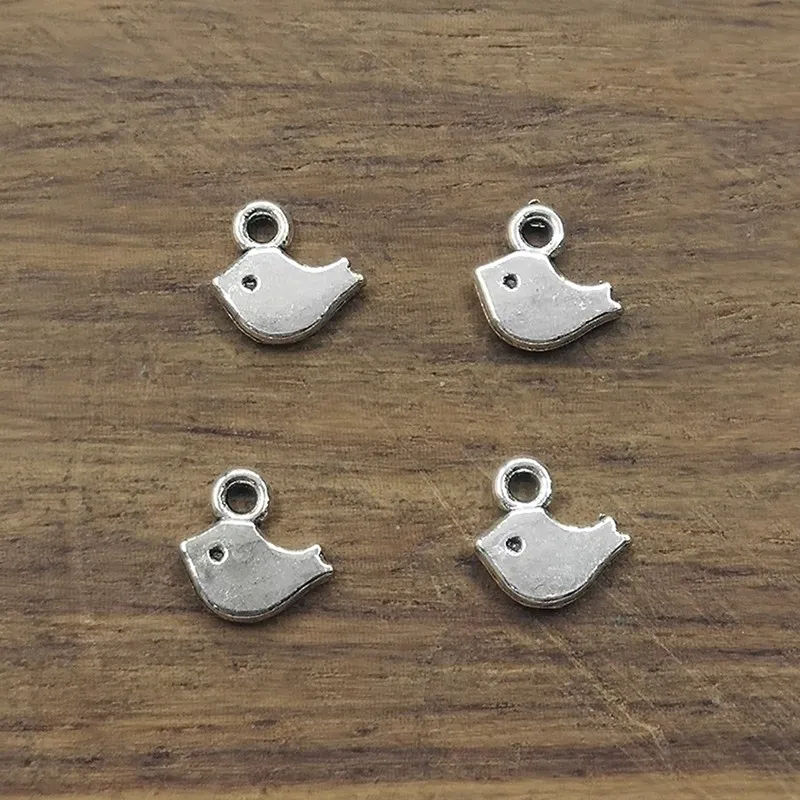 

50pcs Bird charm 8*7mm Tibetan Silver Plated Pendants Antique Jewelry Making DIY Handmade Craft