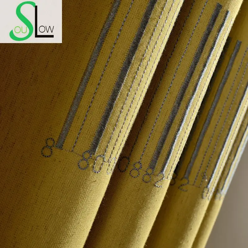 Занавески хлопковые с вышивкой и штрихкодом для кухни спальни|curtains for|curtains for living
