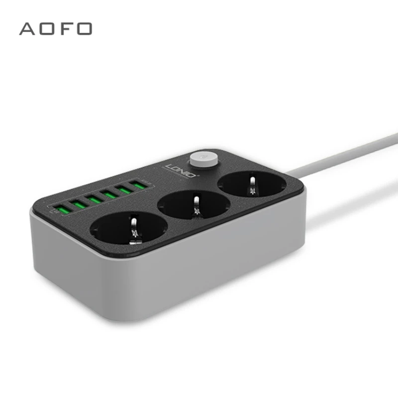 Сетевой фильтр AOFO 3 Outlet Защита от перенапряжения силовая полоса с USB зарядкой 6