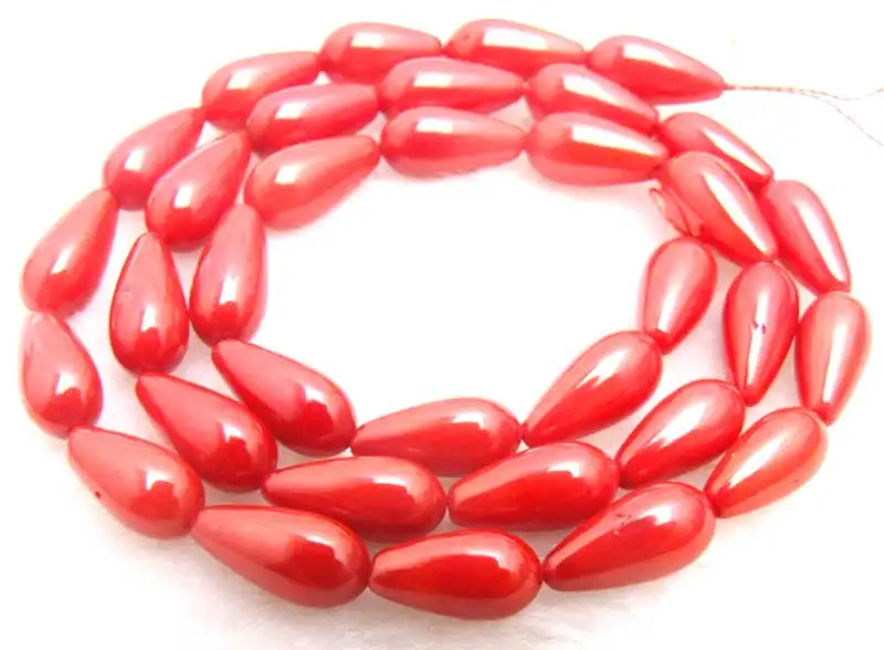 

SALE 5*9mm Drop natural Red High Quality Coral beads strand 15"-los548 Wholesale/retail Free ship