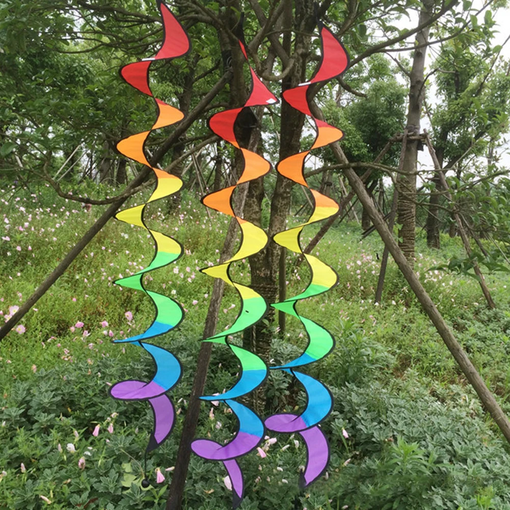 

1Pc Foldable Rainbow Wind Spinner Spiral Curly Tail Windmill Tent Garden Decoration Outdoor Camping Accessories 22*140cm