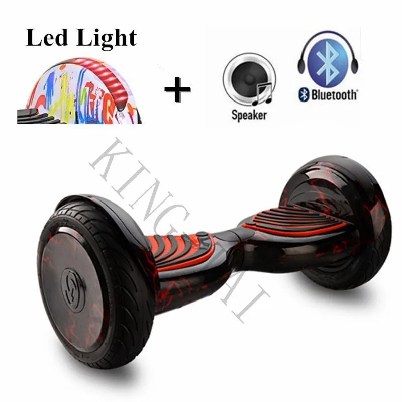 10 дюймов Ховерборд со светодиодной подсветкой+ Bluetooth+ динамики два колеса умный самобалансирующийся скутер электрический скейтборд giroskuter - Цвет: NormalBattery