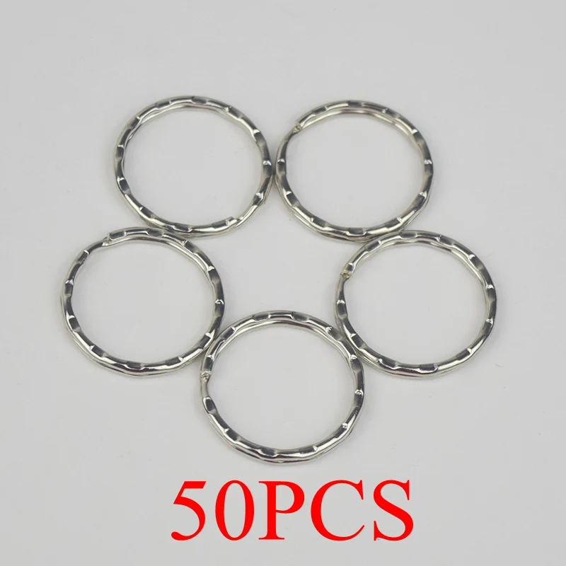 

50pcs 28MM 30MM Round Keyring Split Ring Silver Metal Key Loop Holder Pocketed Clasps Keyfob Connectors Diy Jewelry Accessories