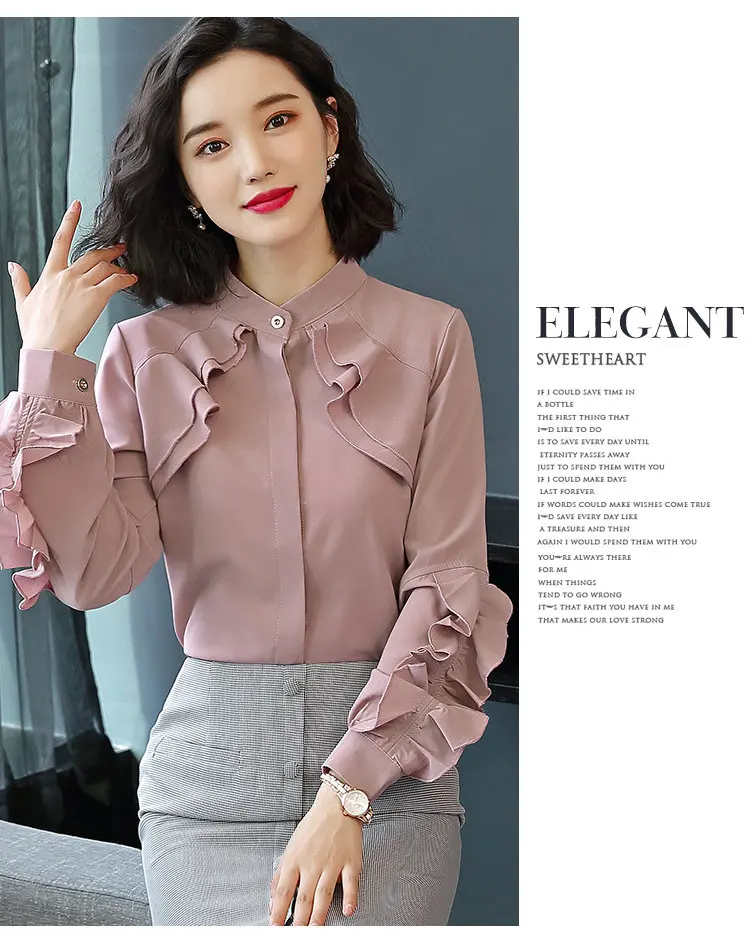 2019 New Elegant Autumn Tops Women Long Sleeve Ruffle Blouse Work Wear Office Shirts Plus Size Chiffon Blusas Mujer Moda (7)