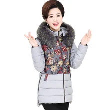 Winter Woman Fur Hooded Puffer Quilted font b Jackets b font Flower Red Black Blue Green