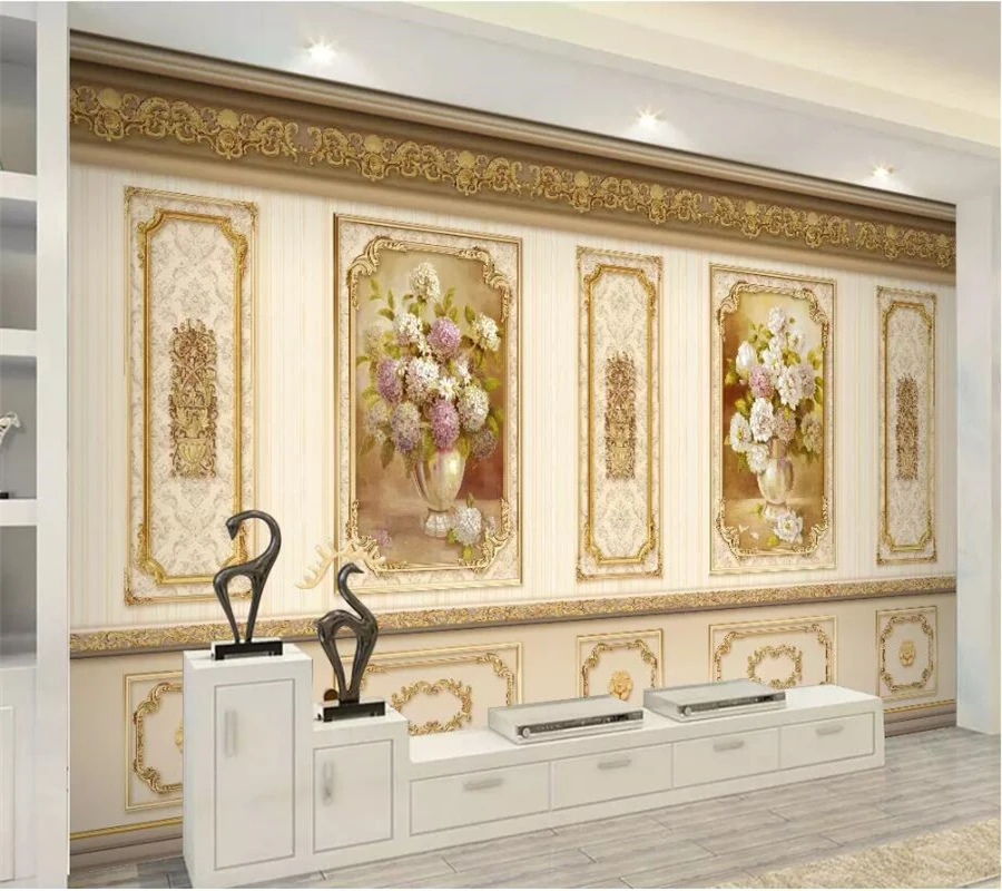 

beibehang Custom wallpaper 3d mural European luxury garden flower gold home decoration siding mural wallpaper 3d papel de parede