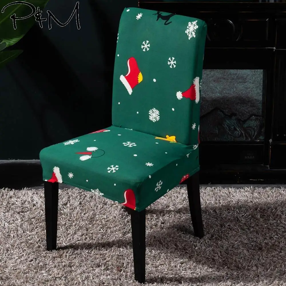

2019 Green Christmas Snow Chair Cover Slipcover Sofa Multifunctional Chair Spandex/Polyester Fabric Stretch Elastic Banquet