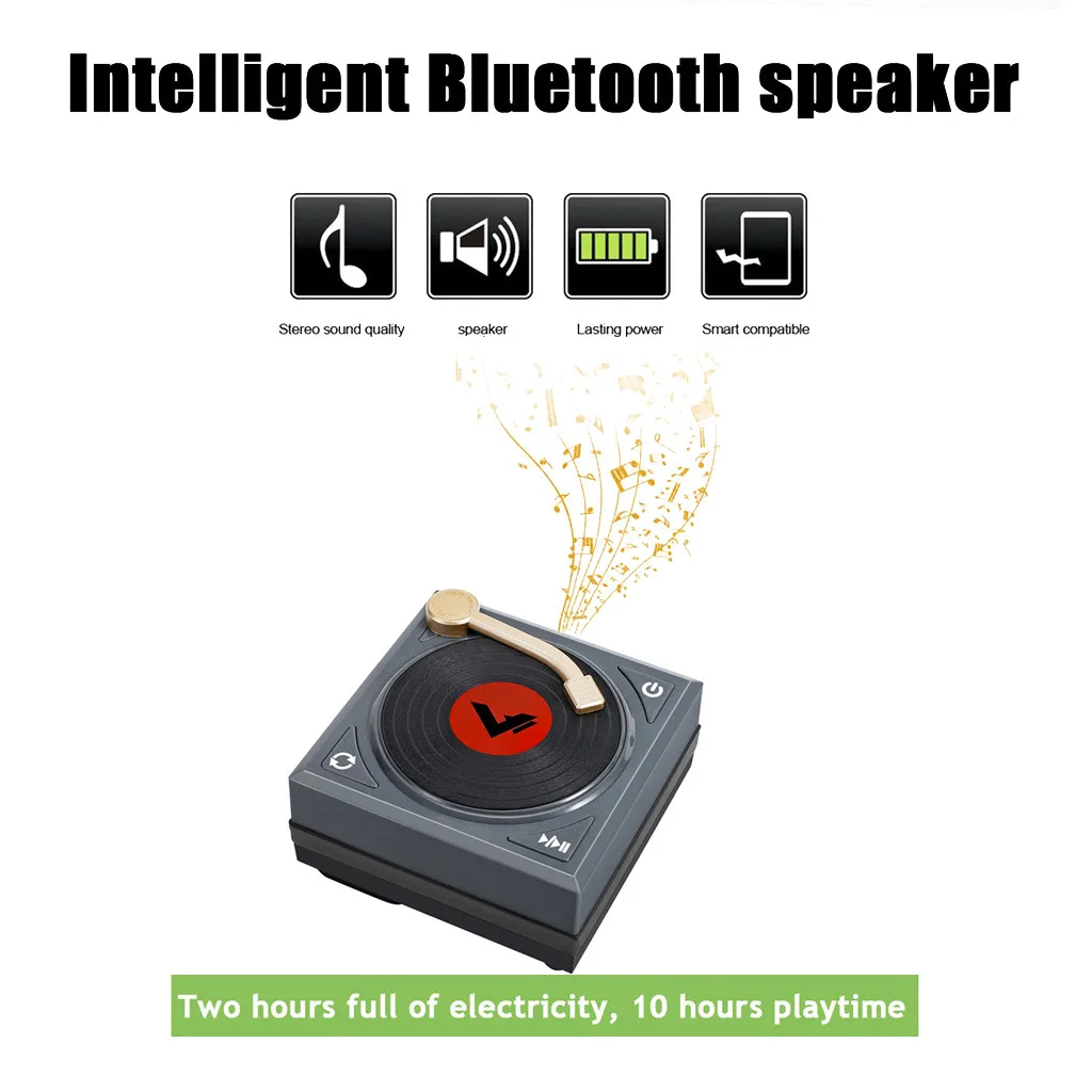 Portable Mini Bluetooth Speakers Retro Phonograph Bluetooth Speaker Card Portable Mini Stereo Sound Speaker H1 Z518